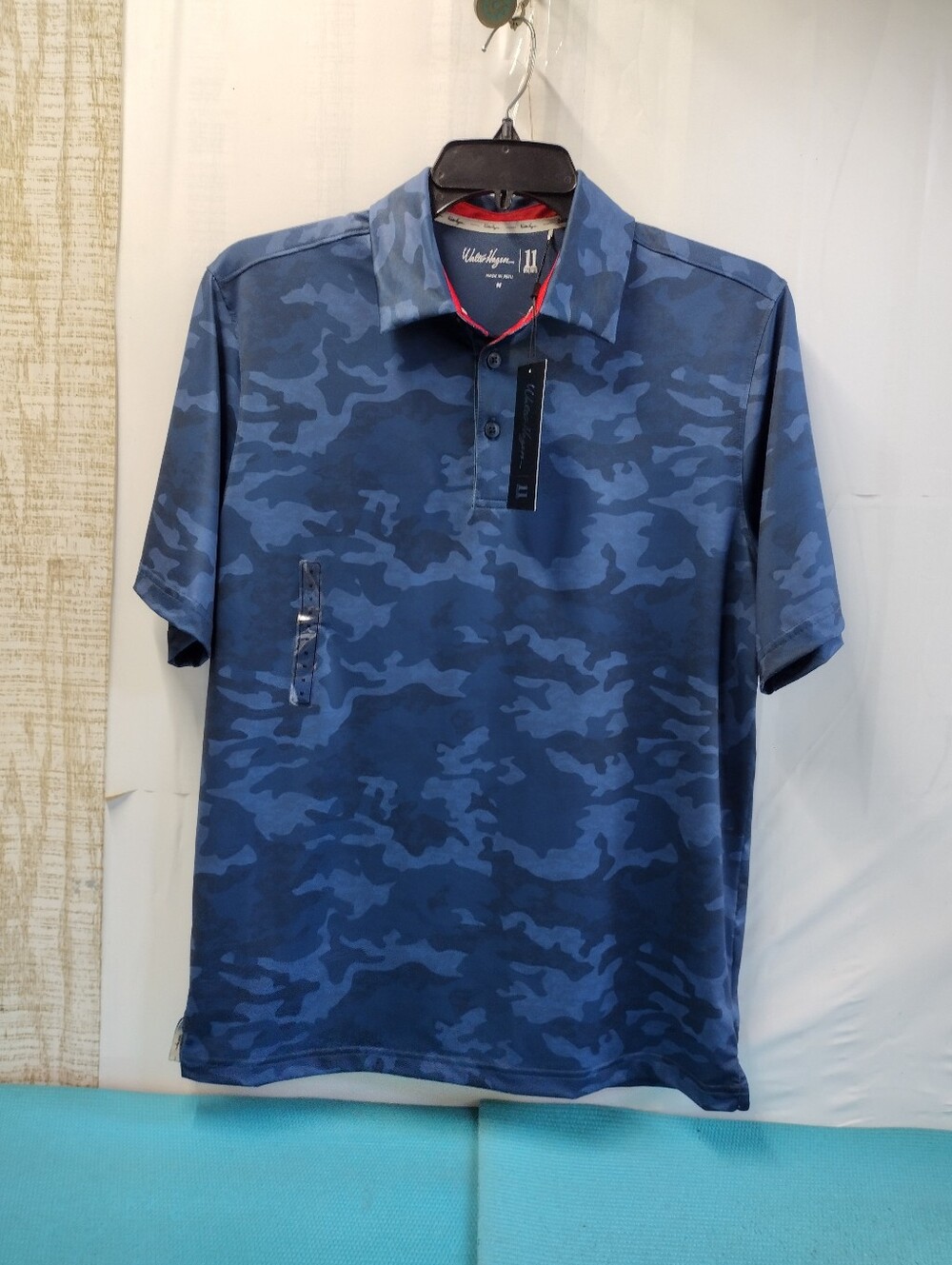 NWT Walter Hagen Blue Camouflage Polo Shirt - M
